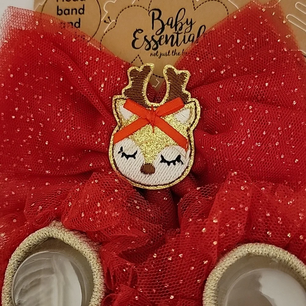 Baby essentials holiday Christmas reindeer  headband and socks